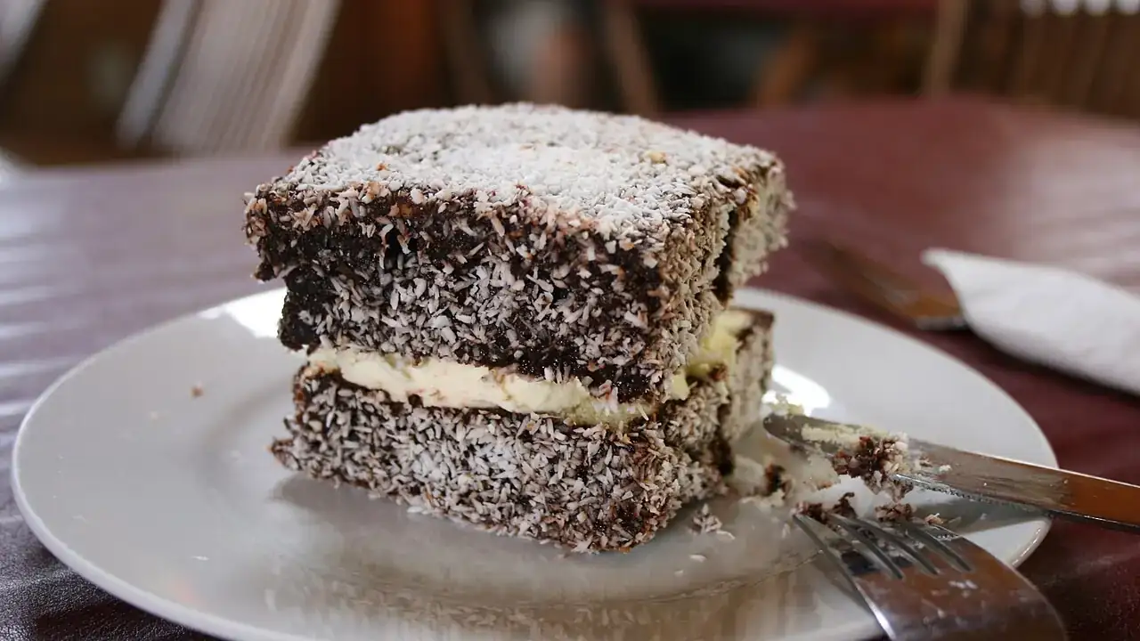 Jam and cream lamington